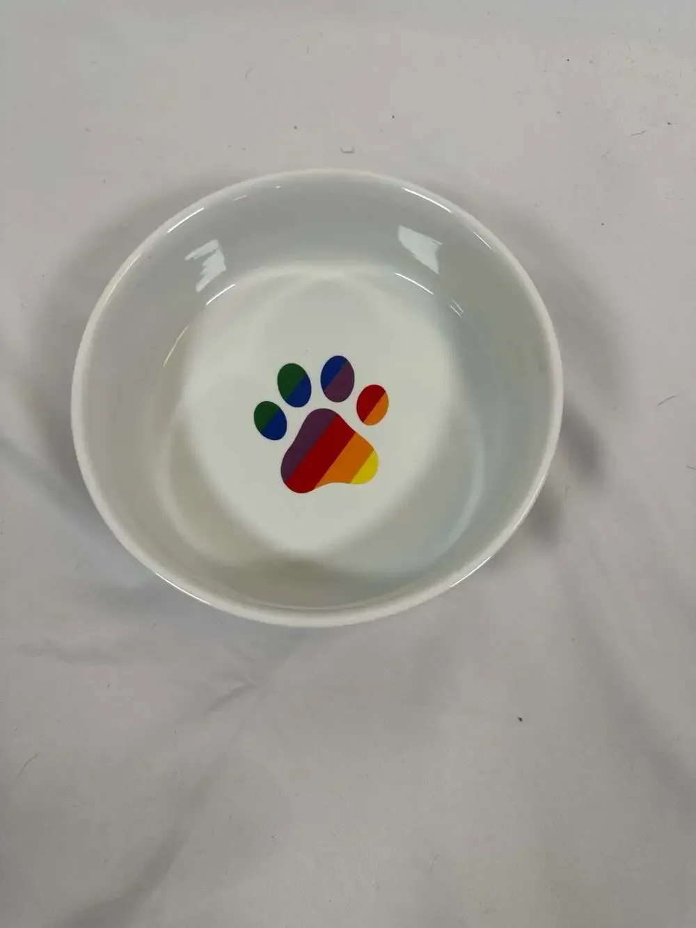 Bone Dry Ceramic Rainbow Paw Print Pet Bowl with Octopus Slow Feeder Insert